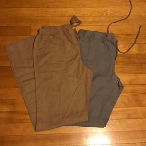 Linen Pants - 2 pair, light gray and tan